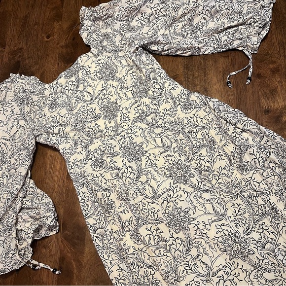 Scotch & Soda Easy Floral Maxi Midi Dress S Boho Coquette Flowy Slit Puff Sleeve - Picture 16 of 16